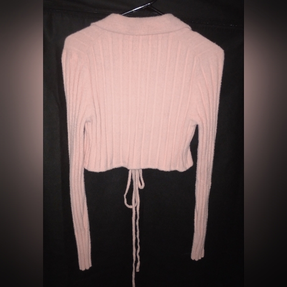 NWT Zara PINK cropped Tie Wrap Sweater size medium - Picture 5 of 9